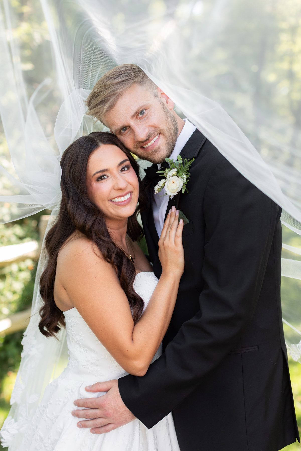 Bride and groom under the veil — GISS Beauty bridal makeup
